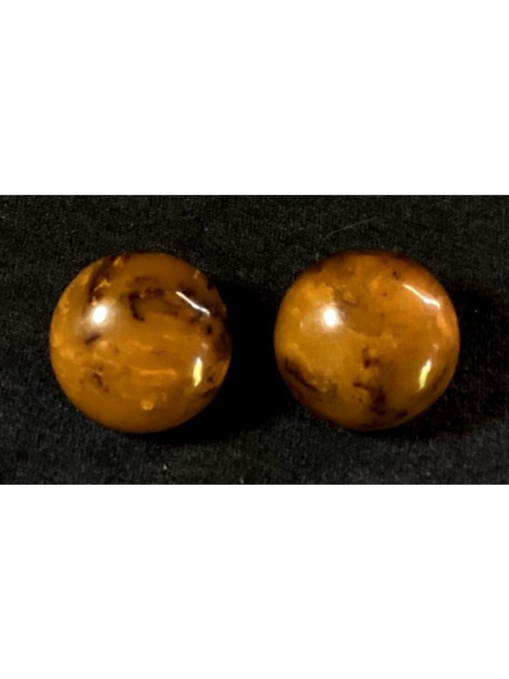 Vintage Domed Mississippi Mud Marbled Bakelite Button Earrings Clip On *TESTED*